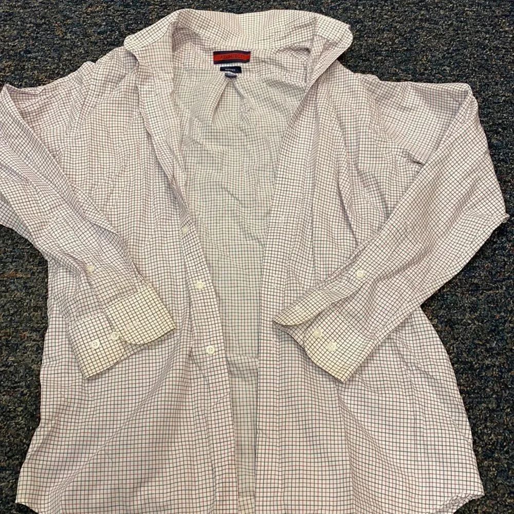 Architect White Checkered Fitted Button Down sz. S